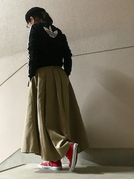 「コンバース ハイカット」｜「アイテム（ハンチング/ベレー帽）」を使った、Azさん（レディース・153cm）の春コーディネート