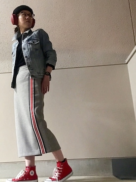 「コンバース ハイカット」｜「アイテム（ハンチング/ベレー帽）」を使った、Azさん（レディース・153cm）の春コーディネート