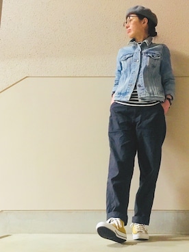 「BEN DAVIS（ベンデイビス）のアイテム（パンツ）」を使った、Azさん（レディース・153cm）の春コーディネート
