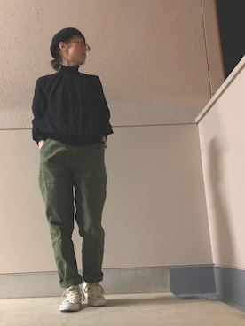 「BEN DAVIS（ベンデイビス）のアイテム（パンツ）」を使った、Azさん（レディース・153cm）の春コーディネート