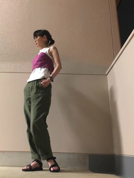 「BEN DAVIS（ベンデイビス）のアイテム（パンツ）」を使った、Azさん（レディース・153cm）の夏コーディネート