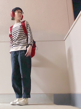 「BEN DAVIS（ベンデイビス）のアイテム（パンツ）」を使った、Azさん（レディース・153cm）の秋コーディネート