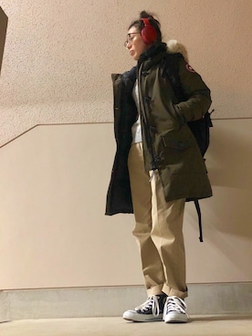 「SKULL CANDY（スカルキャンディ）のアイテム」を使った、Azさん（レディース・153cm）の冬コーディネート