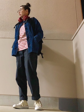 「BEN DAVIS（ベンデイビス）のアイテム（パンツ）」を使った、Azさん（レディース・153cm）の春コーディネート