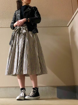 「平成最後のWEARISTAセンバツ」｜「アイテム（ライダースジャケット）」を使った、Azさん（レディース・153cm）の春コーディネート