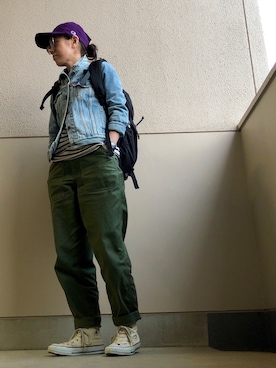 「BEN DAVIS（ベンデイビス）のアイテム（パンツ）」を使った、Azさん（レディース・153cm）の春コーディネート