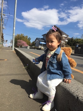 「OSHKOSH（オシュコシュ）のアイテム（デニムジャケット）」を使った、なぁりぃ☻さん（キッズ・80cm）の春コーディネート