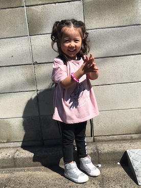 「H&M（エイチ・アンド・エム）のアイテム（その他パンツ）」を使った、なぁりぃ☻さん（キッズ・90cm）の秋コーディネート