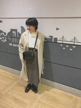 「Right-on（ライトオン）のアイテム（チェスターコート）」を使った、のゆきさん（レディース・158cm）の冬コーディネート