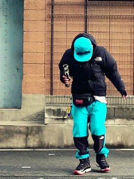 「ノースフェイス」｜「アイテム（セットアップ）」を使った、quuuさん（メンズ・162cm）の冬コーディネート