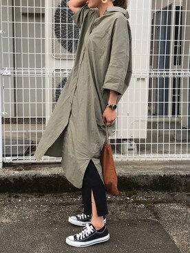 「スリットパンツ」｜「アイテム（シャツワンピース）」を使った、chappyさん（レディース・160cm）の夏コーディネート