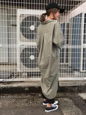 「スリットパンツ」｜「アイテム（シャツワンピース）」を使った、chappyさん（レディース・160cm）の夏コーディネート