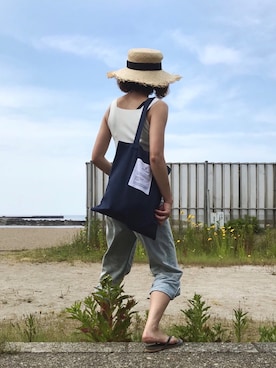 「ハット」｜「アイテム（ビーチサンダル）」を使った、chappyさん（レディース・160cm）の春コーディネート