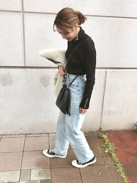 「リブタートルネック」｜「アイテム（ジャケット/アウター）」を使った、chappyさん（レディース・160cm）の秋コーディネート
