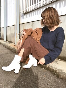 「アシメニット」｜chappyさん（レディース・160cm）の冬コーディネート