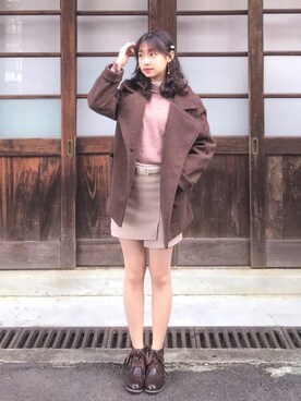 「axes femme（アクシーズファム）のアイテム（ブーティ）」を使った、Mira さん（レディース・155cm）の冬コーディネート