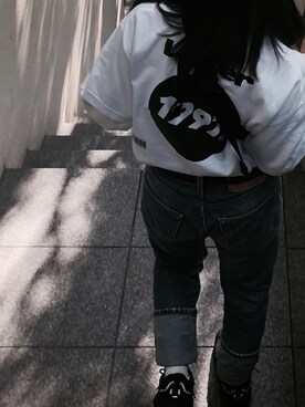 「youthloser」｜「アイテム（スウェット）」を使った、lokeiさん（レディース・155cm）の冬コーディネート