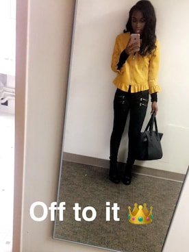 「STYLE」｜「アイテム（ノーカラージャケット）」を使った、Hannah Lauren Mojetさん（レディース・153cm）の冬コーディネート