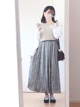 「花柄スカート」｜kaede．さん（レディース・149cm・10代）の冬コーディネート