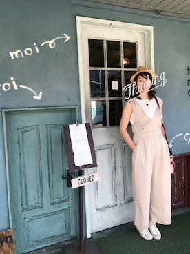 「mysty woman（ミスティウーマン）のアイテム（サロペット/オーバーオール）」を使った、calbeeさん（レディース・158cm）の春コーディネート