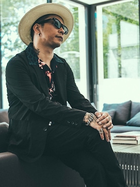 「ストローハット」｜「アイテム（ジャケット/アウター）」を使った、TAKE(GARDEN CREW)さん（メンズ・170cm）の春コーディネート