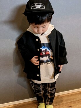 「RADCHAP（ラッドチャップ）のアイテム（パーカー）」を使った、boy3010さん（キッズ・90cm）の冬コーディネート