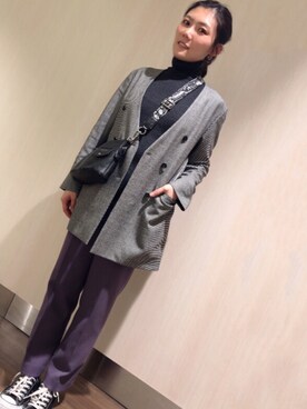 「アラフォーコーデ」｜「アイテム（ノーカラージャケット）」を使った、emihcさん（レディース・165cm）の冬コーディネート