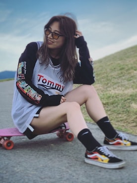 「アイテム（ベスト）」を使った、ちよるさん（レディース・154cm）の夏コーディネート