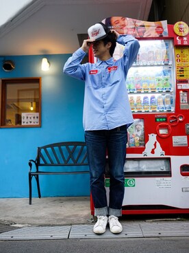 「RED KAP（レッドキャップ）のアイテム（トップス）」を使った、Yutoさん（メンズ・176cm）の春コーディネート