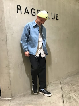 「RAGEBLUE（レイジブルー）のアイテム（スリッポン）」を使った、阿部さん（メンズ・170cm）の冬コーディネート