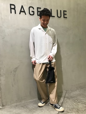 「RAGEBLUE（レイジブルー）のアイテム（ボディバッグ/ウエストポーチ）」を使った、阿部さん（メンズ・170cm）の春コーディネート