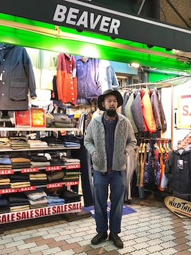 「WILD THINGS（ワイルドシングス）のアイテム（ダウンベスト）」を使った、すずき ともたかさん（メンズ・183cm）の冬コーディネート