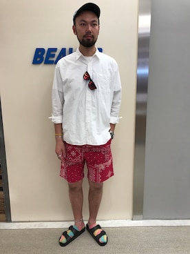 「BEAVER ORIGINAL（ビーバーオリジナル）のアイテム」を使った、すずき ともたかさん（メンズ・183cm）の夏コーディネート