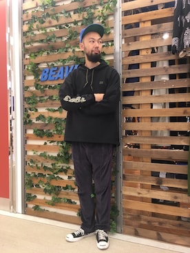 「EBBETS FIELD FLANNELS（エベッツフィールドフランネルズ）のアイテム」を使った、すずき ともたかさん（メンズ・183cm）の夏コーディネート