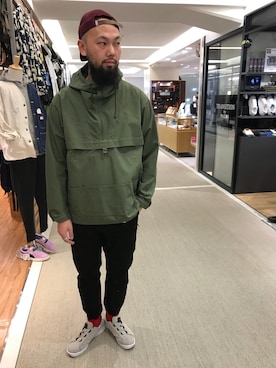 「MANASTASH（マナスタッシュ）のアイテム（ブルゾン）」を使った、すずき ともたかさん（メンズ・183cm）の冬コーディネート