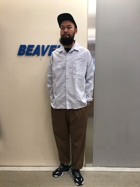 「AlexanderLeeChang（アレキサンダーリーチャン）のアイテム（キャップ）」を使った、すずき ともたかさん（メンズ・183cm）の冬コーディネート