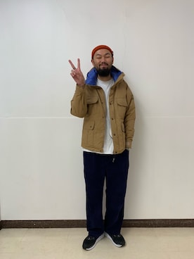 「MANASTASH（マナスタッシュ）のアイテム（ダウンジャケット/コート）」を使った、すずき ともたかさん（メンズ・183cm）の秋コーディネート