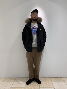 「MANASTASH（マナスタッシュ）のアイテム（キャップ）」を使った、すずき ともたかさん（メンズ・183cm）の冬コーディネート