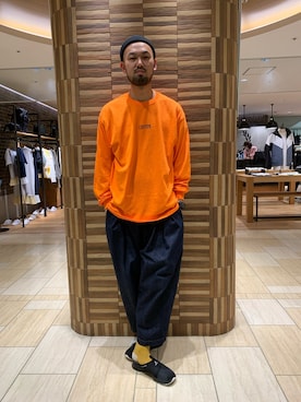 「ALDIES（アールディーズ）のアイテム（帽子）」を使った、すずき ともたかさん（メンズ・183cm）の春コーディネート