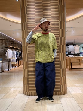 「WILD THINGS（ワイルドシングス）のアイテム（帽子）」を使った、すずき ともたかさん（メンズ・183cm）の春コーディネート