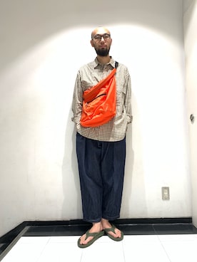 「ギンガムチェックシャツ」｜すずき ともたかさん（メンズ・183cm・30代）の夏コーディネート