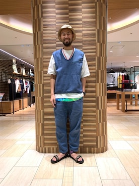 「MANASTASH（マナスタッシュ）のアイテム（ベスト）」を使った、すずき ともたかさん（メンズ・183cm）の夏コーディネート
