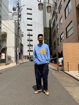 「OOFOS(ウーフォス)のアイテム」を使った、すずき ともたかさん(メンズ・183cm)の夏コーディネート
