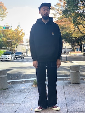 「POLeR OUTDOOR STUFF（ポーラーアウトドアスタッフ）のアイテム」を使った、すずき ともたかさん（メンズ・183cm）の秋コーディネート