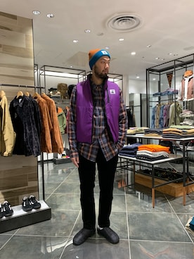 「POLeR（ポーラー）のアイテム」を使った、すずき ともたかさん（メンズ・183cm）の秋コーディネート