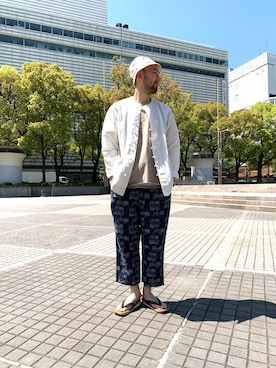 「MANASTASH（マナスタッシュ）のアイテム（サンダル）」を使った、すずき ともたかさん（メンズ・183cm）の春コーディネート