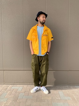 「ファティーグパンツ」｜すずき ともたかさん（メンズ・183cm）の夏コーディネート