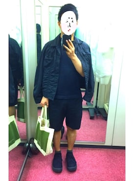 「COMME des GARCONS HOMME（コム デ ギャルソン・オム）のアイテム（ナイロンジャケット）」を使った、ともとも共とともどもにさん（メンズ・166cm）の春コーディネート