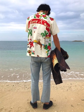 「リゾートスタイル」｜「アイテム（ライダースジャケット）」を使った、ALOHA SHOP PAIKAJIさん（メンズ・177cm）の秋コーディネート