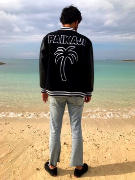 「リゾートスタイル」｜「アイテム（ブルゾン）」を使った、ALOHA SHOP PAIKAJIさん（メンズ・177cm）の秋コーディネート
